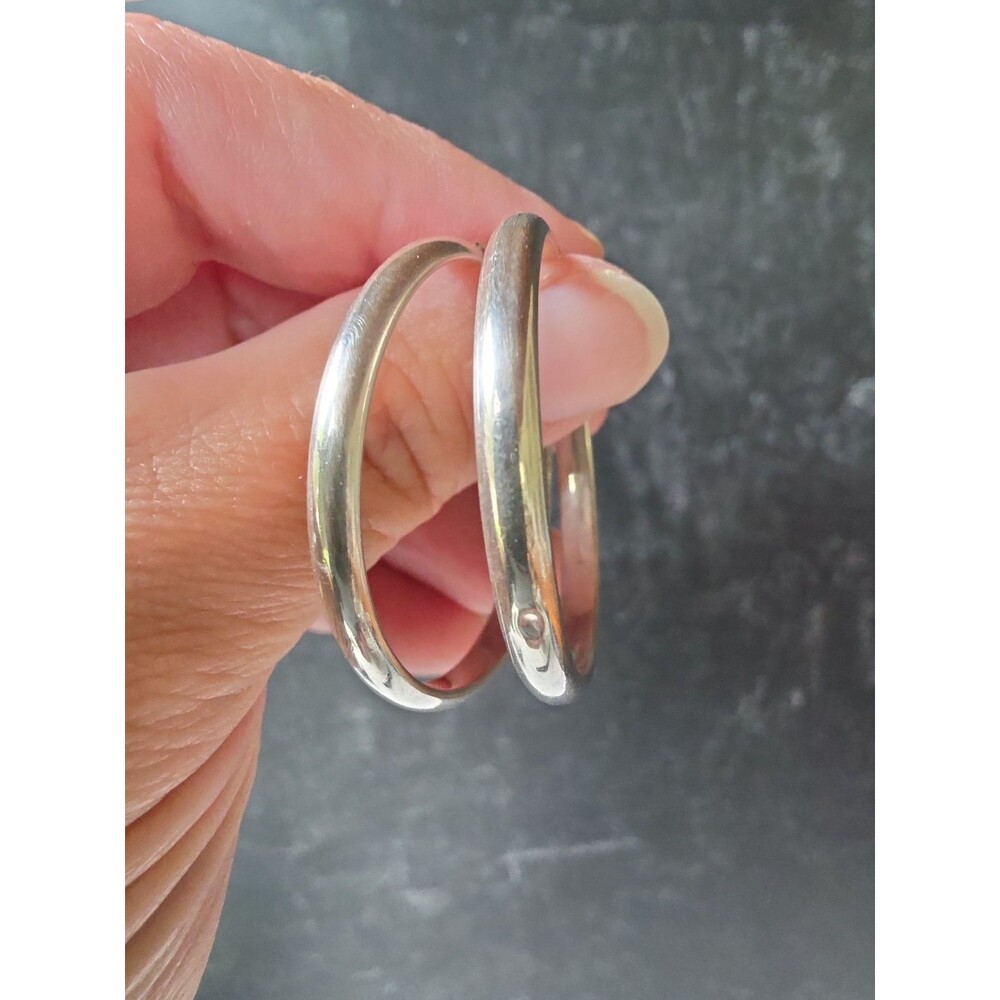 925 Sterling Silver Hoop Pierced Earrings Vintage Thailand